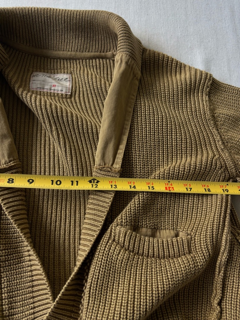 Free People Worn Thru Surplus Cotton Cardigan Beige XS Slouchy Knit - Picture 6 of 9